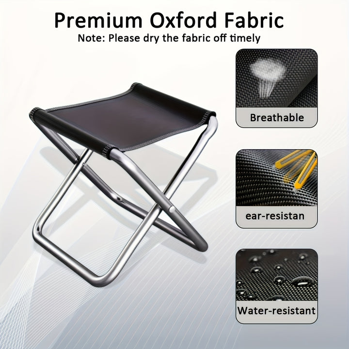 1pc Ultra Compact Folding Stool - Lightweight & Durable Aluminum Alloy Frame, Quick-Fold Design for Travel, Camping, Fishing, Beach, and Outdoor Adventures - Portable & Easy to Carry, Beach Stool | Modern Outdoor Stool | Dura
