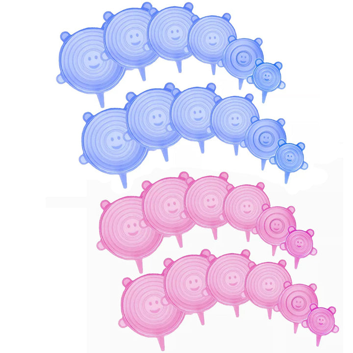 6/12pcs Reusable Silicone Stretch Lids - Multifunctional, Fresh-Keeping Covers for Food Bowls, Fruits & Veggies