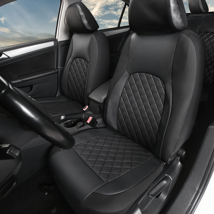 [Full Set Scratch Proof Seat Covers] Universal Faux Leather Car Seat Covers Full Set Car Seat Covers Full Set Front Seats and Rear Bench, Universal Fit 5 Seat Covers for SUV, Automotive Truck, Scratch Proof