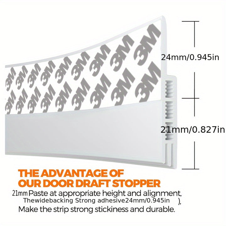 1pc Silicone Door Draft Stopper, Under Door Draft Blocker, Insulator Door Sweep Weather Stripping, Noise Stopper, Strong Adhesive 39" Length