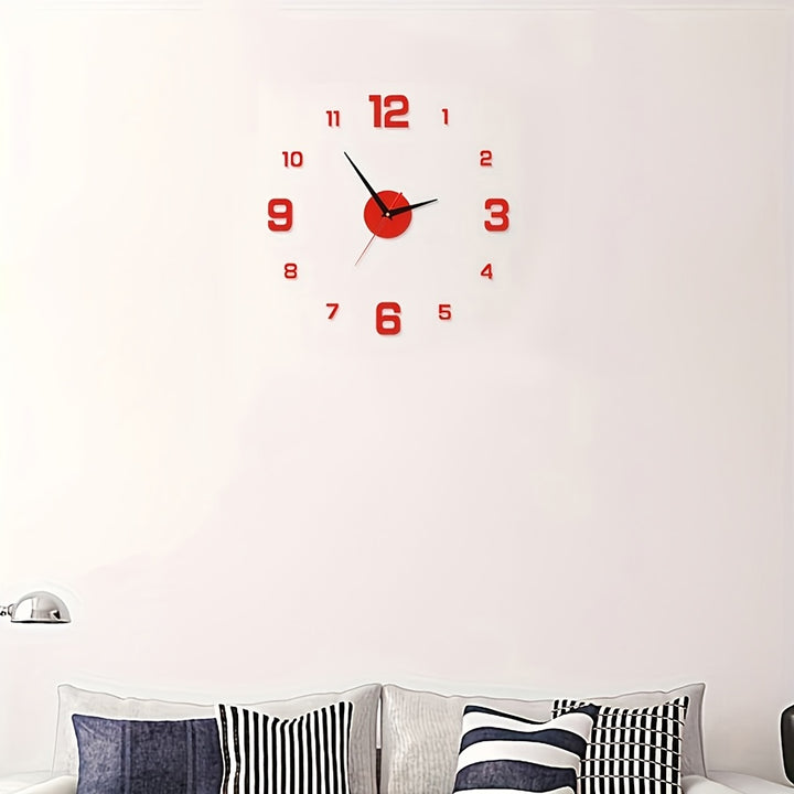 NONZHU Modern 3D LED Wall Clock - Large, Silent with Night Light Feature, Battery-Powered, Acrylic Body - Perfect for Living Room, Bedroom & Studio Photography Background