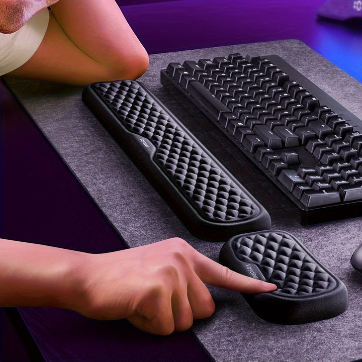 Soft Memory Foam Desk Ergonomic Keyboard and Mouse Wrist Rests: Comfortable Typing and Mousing Cushion Pads