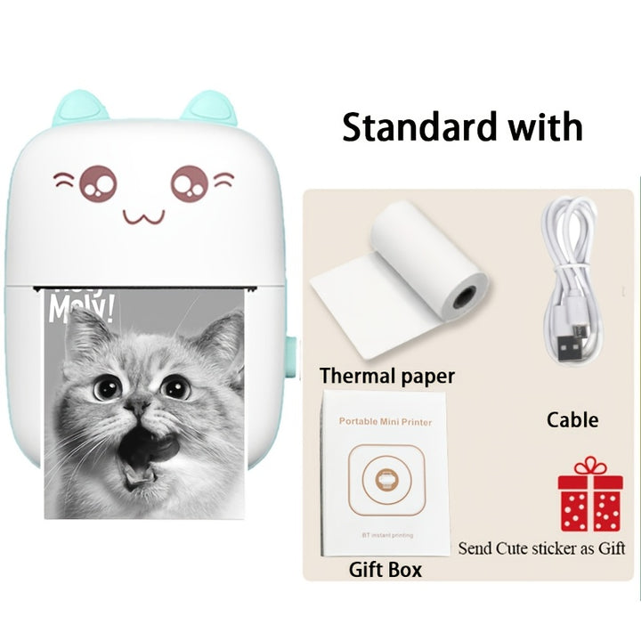 A Tree Science Portable Mini Printer - Cute Cartoon Design, Wireless Thermal Printing, Inkless & USB Rechargeable, 1200mAh Battery, Compatible with Android & iOS Smartphones - Perfect for Home Office, Study, Labels, Photos &