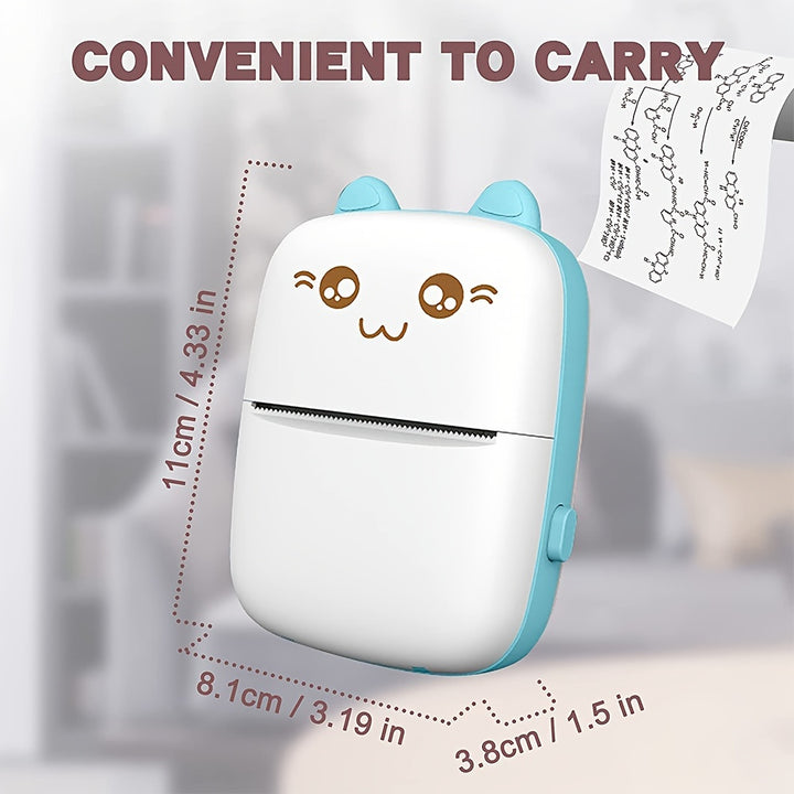 A Tree Science Portable Mini Printer - Cute Cartoon Design, Wireless Thermal Printing, Inkless & USB Rechargeable, 1200mAh Battery, Compatible with Android & iOS Smartphones - Perfect for Home Office, Study, Labels, Photos &