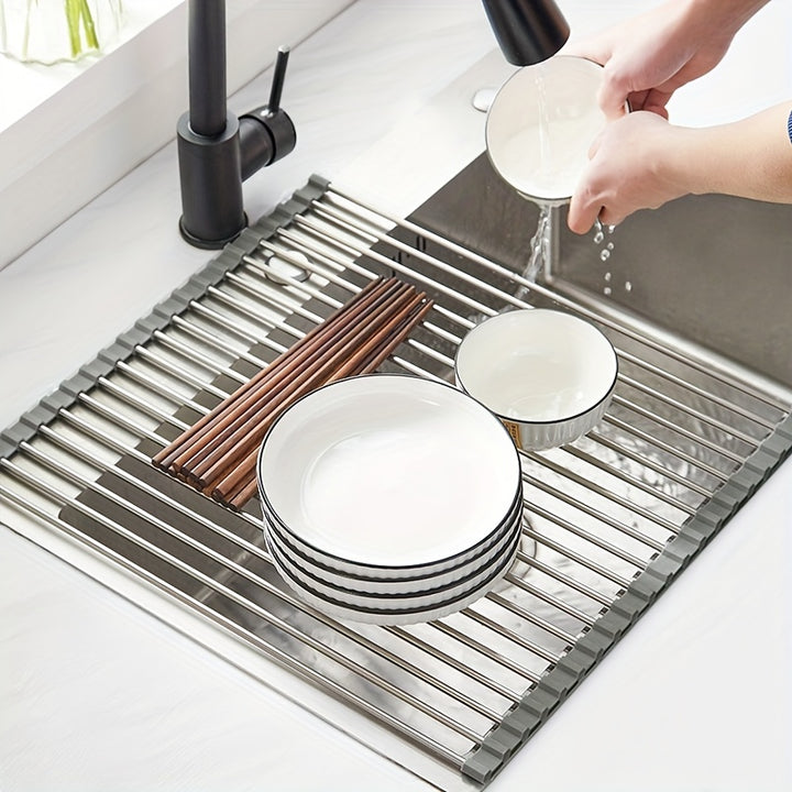 [Foldable] Foldable Dish Drying Rack | 1pc | Multi-Purpose | Easy to Roll and Store | Kitchen Tools | Kitchen