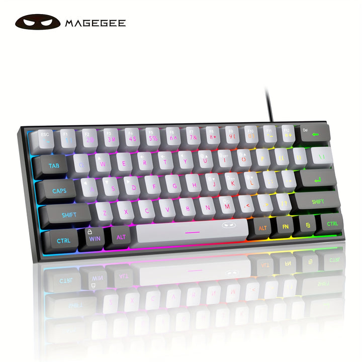 MageGee TS91 Mini 60% Gaming/Office Keyboard, Keycap Type Wired RGB Backlit Compact Computer Keyboard For Windows/Mac/Laptop