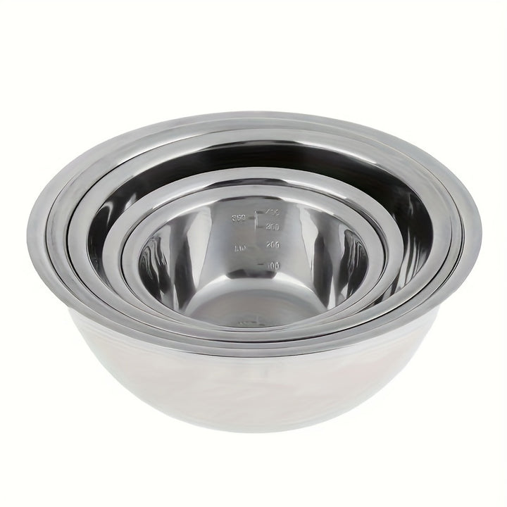 Stainless Steel 5pcs Mixing Bowls - Cooking Bowl With Scale - Great For Cooking, Baking, Prepping, Household Kitchen Cooking Basin