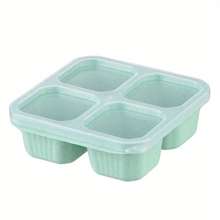 BPA-Free 4-Compartment Wheat Straw Bento Lunch Box - 1pc High-Quality, Dishwasher Safe Meal Prep Container for Adults, Perfect for School, Work, Travel