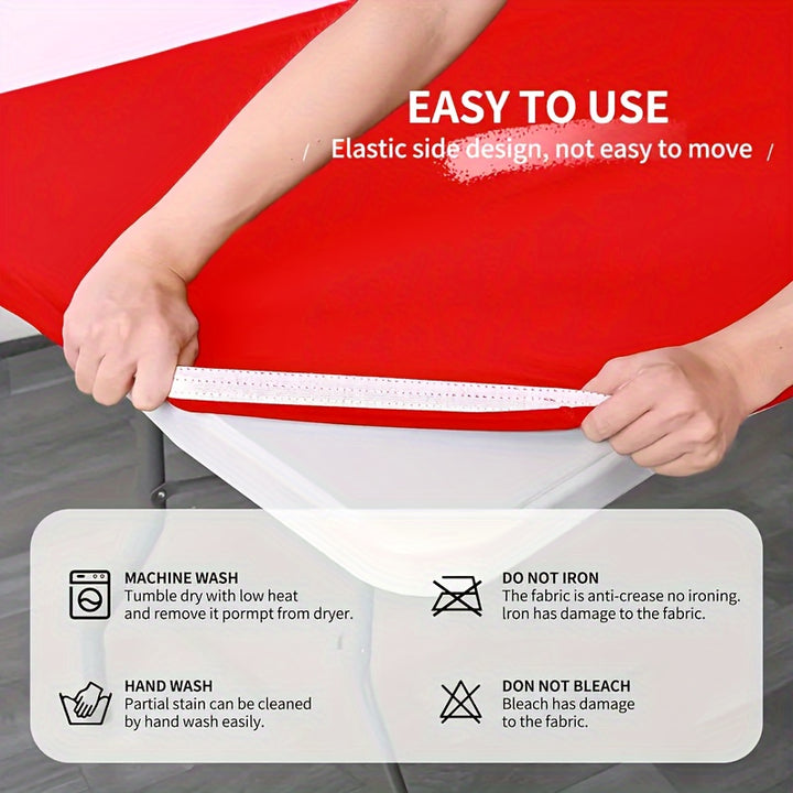 [4ft/6ft Foldable Tablecloth] 1pc Washable Rectangular Tablecloth for Outdoor Parties and Camping - Foldable, Elastic, and Fitted - 4ft/6ft Size - Durable Polyester Fabric for Home Decor