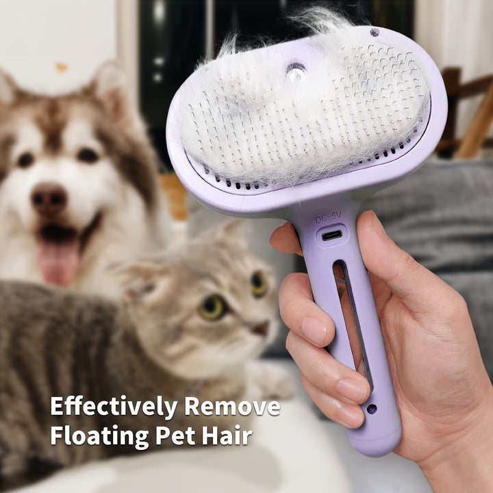 LIVEKEY Multifunctional Cat Steam Brush - USB Rechargeable Pet Grooming Tool for Shedding and Cleaning, Stainless Steel Bristles, Water-Activated, Dog Massager, Best Cat Hair Brush