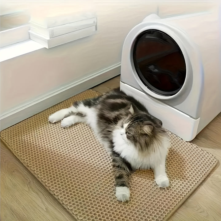 Extra-Large Double-Layer Cat Litter Mat Made of EVA Material, Designed to Prevent Splashes And Leaks, Keeping Litter Contained. It Is Non-Slip, Washable, Waterproof, Odor-Resistant, And Easy to Clean - Perfect for Litter Boxe