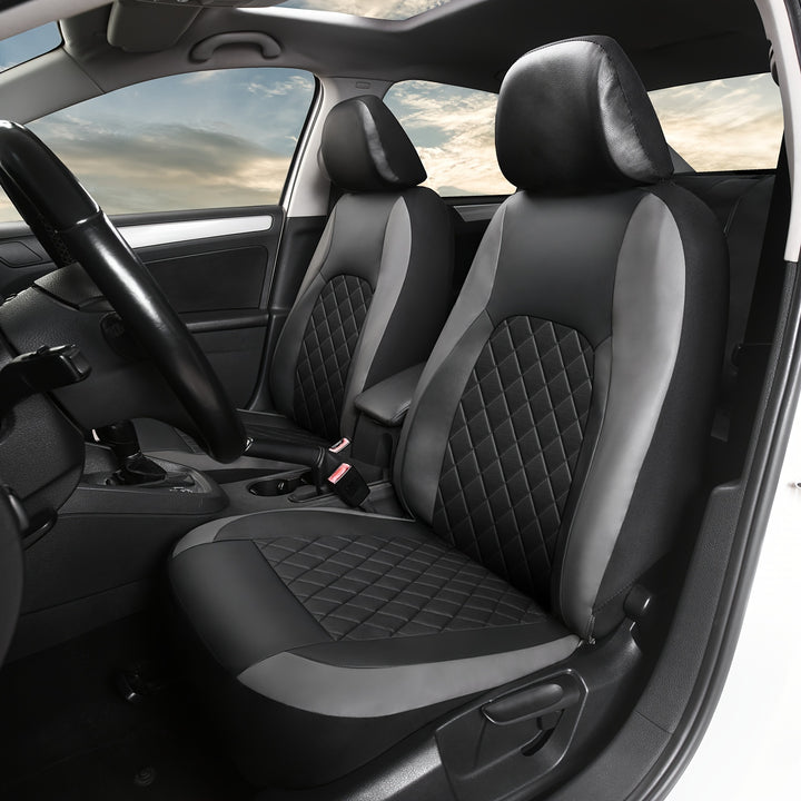 [Full Set Scratch Proof Seat Covers] Universal Faux Leather Car Seat Covers Full Set Car Seat Covers Full Set Front Seats and Rear Bench, Universal Fit 5 Seat Covers for SUV, Automotive Truck, Scratch Proof