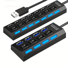 1 Pc 4-port/7-port USB Connector Computer Mouse Keyboard Memory Card Independent Switch Universal Hub