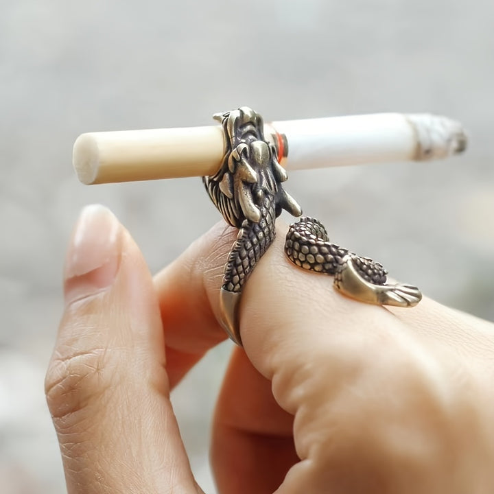 High Quality Metal Dragon Design 1 Stylish Cigarette Holder Ring - Unique Dragon Grip, Accessories for Smoking Lovers to Enhance Smoking | Dragon Design Rings | Detailed Dragon Design