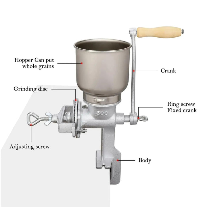 Manual Kitchen Grinder - Hand-Operated Device For Grinding Corn Into Flour, Milling Wheat Grains, And Nuts