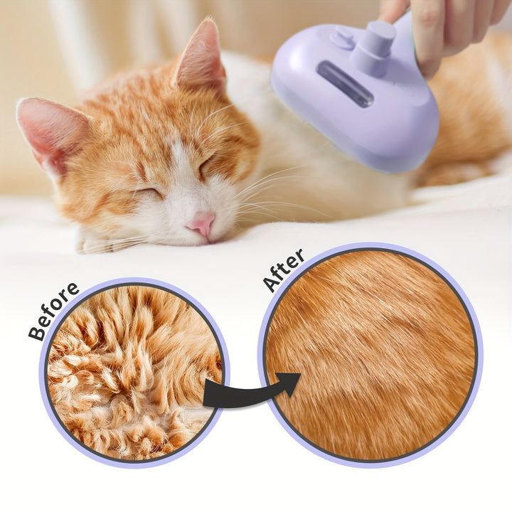 LIVEKEY Multifunctional Cat Steam Brush - USB Rechargeable Pet Grooming Tool for Shedding and Cleaning, Stainless Steel Bristles, Water-Activated, Dog Massager, Best Cat Hair Brush