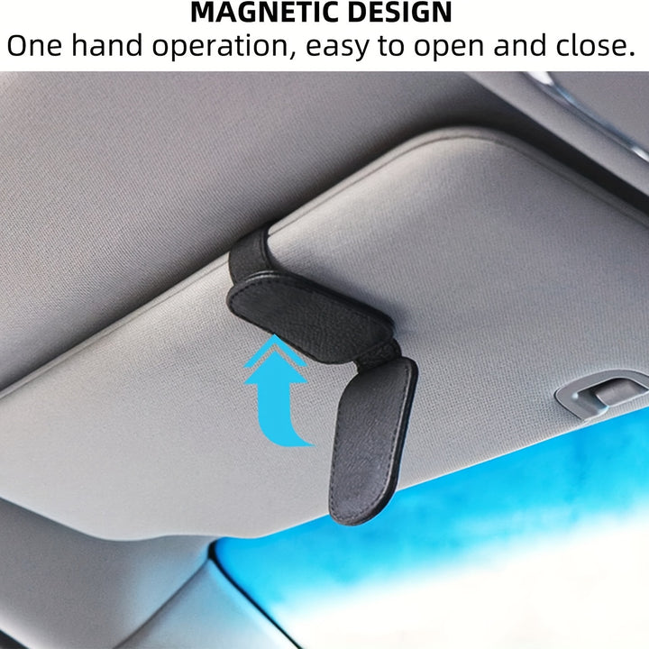 Car Fashion Glasses Holders, Magnetic PU Leather Fashion Glasses Clip for Car Visor, Glasses Hanger Clip, Car Interior Visor Accessories