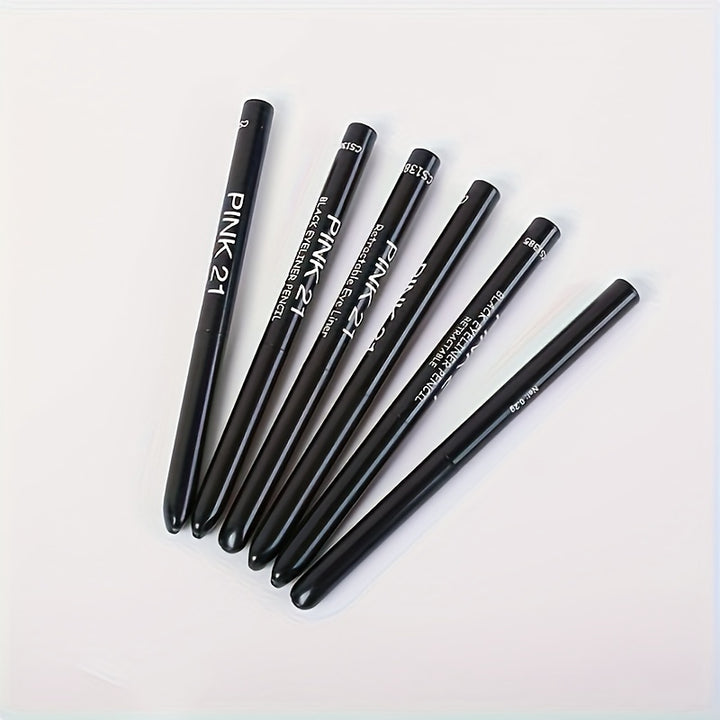 [5-Pack Long-Lasting Black Eyeliner] 5-Pack Waterproof & Sweat-Proof Black Eyeliner Pencil - Long-Lasting, Smudge-Proof For Bold Eye Makeup, Easy Glide Formula for Perfect Wings - Black