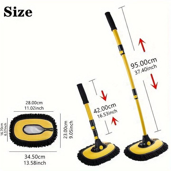 Car Cleaning Brush Car Wash Brush Telescoping Long Handle Cleaning Mop Chenille Broom Auto Accessories Microfiber Adjustable Length Car Clean Brush