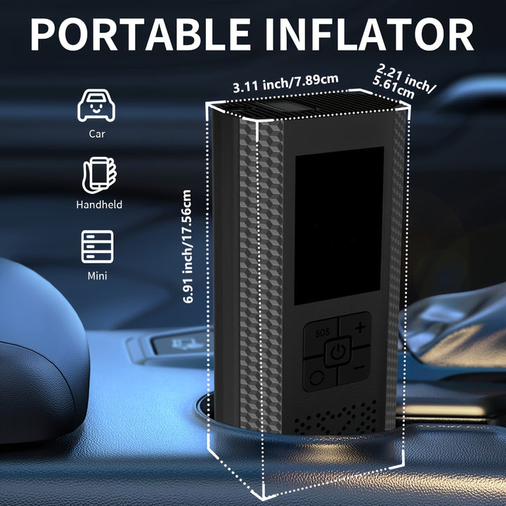 150PSI Portable Air Compressor with Tire Pressure Gauge & LED Display - 3X Faster One-Touch Smart Cordless Tire Inflator, USB-Powered, Rechargeable Battery