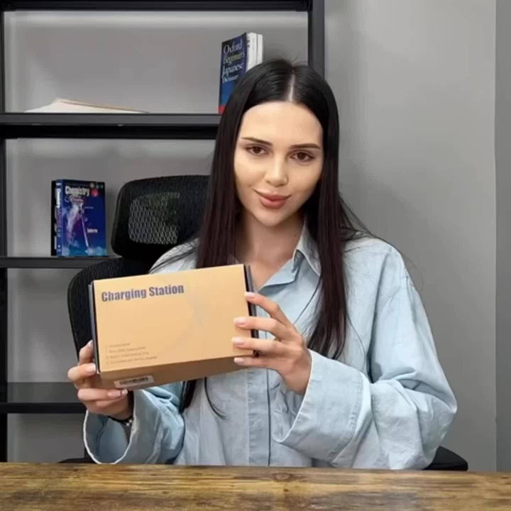 50W 6-Ports Fast Charging Station - Multiple Devices USB Charging Station With 10-Slot, Detachable Dividers, Watch Holder - Compatible With Phone/iPad/Kindle/Tablet