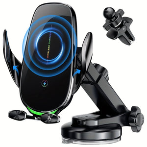 Wireless Car Charger Mount, YITUMU 15W Qi Fast Charging Automatic Clamping Car Phone Holder, Dashboard Air Vent Phone Holder, Compatible With IPhone 14 13 12 11 Pro Max Xs, Compatible With Samsung, S10+ S9+ Note 9, Etc...
