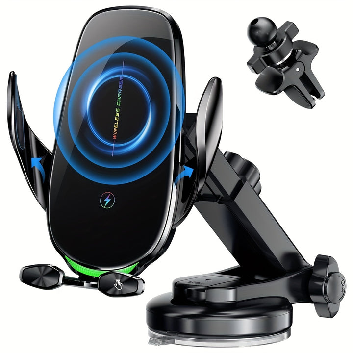 Wireless Car Charger Mount, YITUMU 15W Qi Fast Charging Automatic Clamping Car Phone Holder, Dashboard Air Vent Phone Holder, Compatible With IPhone 14 13 12 11 Pro Max Xs, Compatible With Samsung, S10+ S9+ Note 9, Etc...