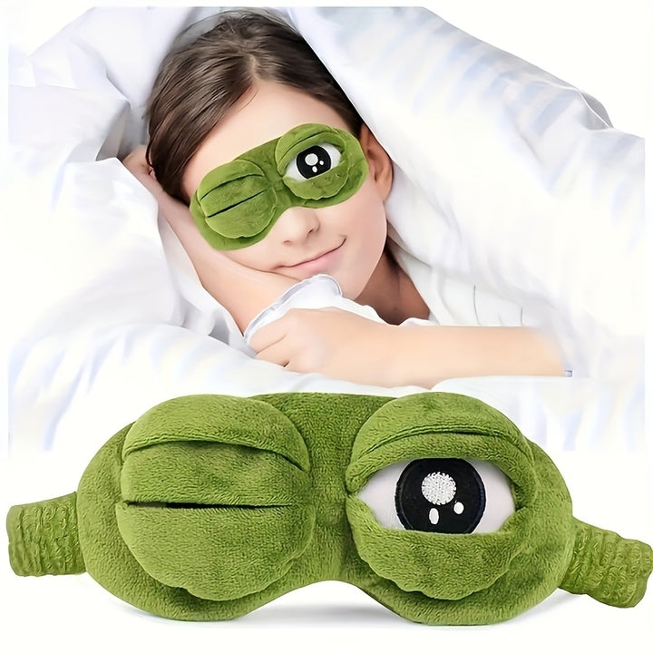 1 Cute Frog Cartoon Sleep Mask - Soft & Comfortable Stretch Eye Mask for Napping, Traveling & Resting - Battery-Free, Electricity-Free, Perfect for Youngsters & Adults