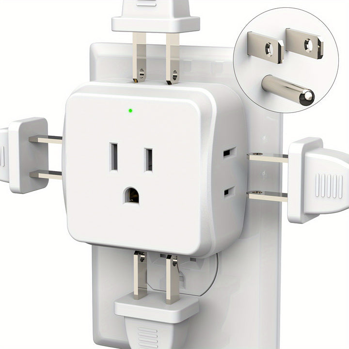 [5 Outlets Splitter Mini Extender] 1pc Mini Multi-Plug Wall Outlet Extender, 5 Outlets Splitter, Three-Way Plug Extender Multiple Outlet Adapter, Travel Essentials Power Outlet, Suitable For Home Office Cruise, White