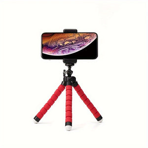 Flexible Octopus Tripod, Small Phone & Camera Holder with Sponge Grip, 360° Rotatable Mini Octopus Stand for Photography and Videography, Portable and Adjustable Bracket with Universal Clip