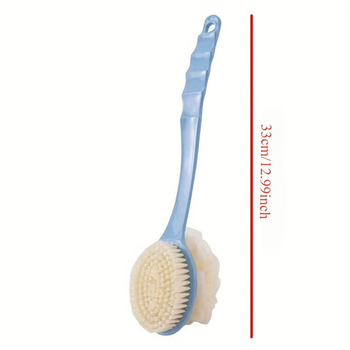 2-in-1 Dual-Headed Bath Brush with Soft Loofah - Perfect for Back Scrubbing, Oil-Free & Battery-Free