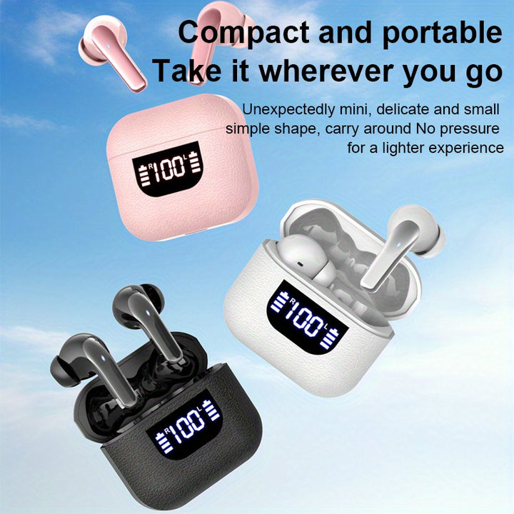 LAN XUN Wireless Headphones, Wireless 5.3 Earbuds, 13mm Speaker, 30H Playtime, Type-C Fast Charging Box, Stereo Wireless In-Ear Headset