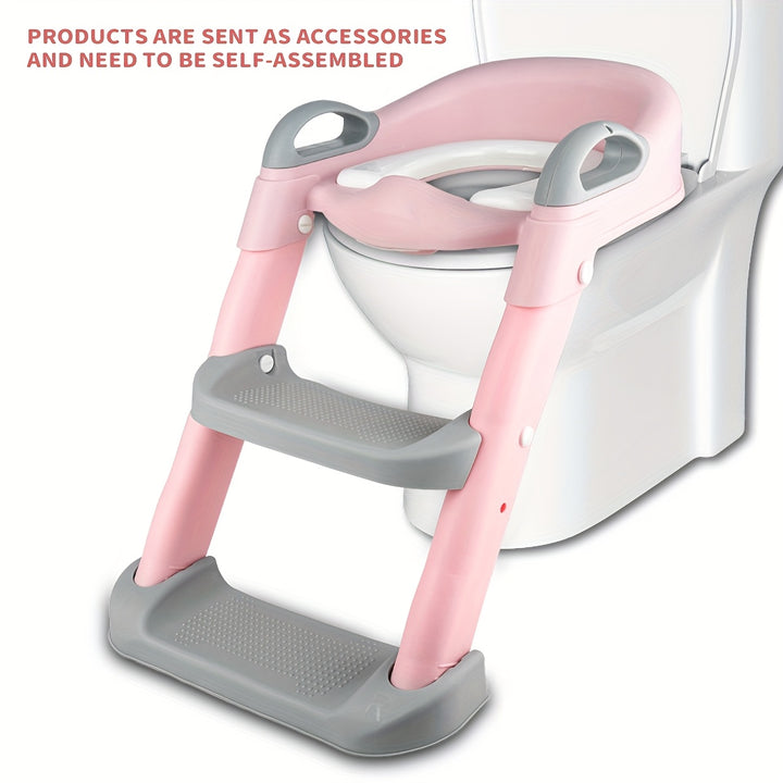 Children'S Toilet Ladder, Portable Toddler Toilet Seat, Seat With Step Stool Ladder & Soft Cushioned Seat, Collapsible Toilet Auxiliary Toilet Ladder