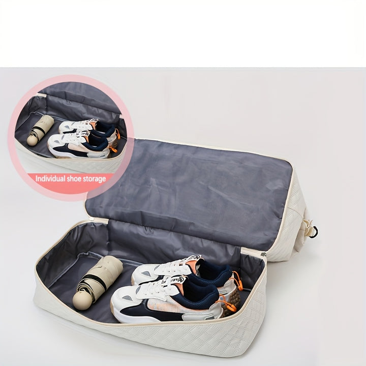 Large Capacity Water-Resistant Travel Duffle Bag - Fashionable Polyester Gym Yoga Tote with Adjustable Strap, Zipper Closure, Polyester Lining - Hand Washable