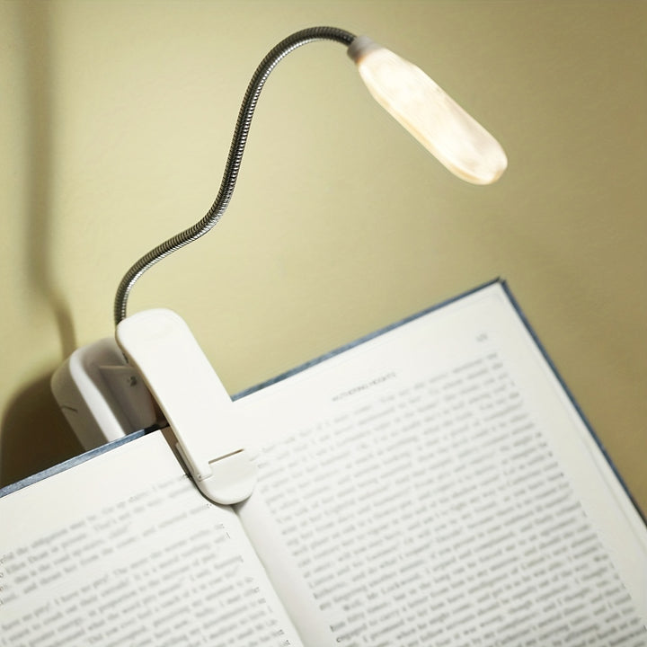 1pc Clip On Book Light, Battery Powered Flexible Hose Table Lamp, Desktop Small Reading Lamp, Portable Small Night Light For Room Decor