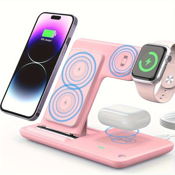 Wireless Charging Station, 3-in-1 Folding Mobile Phone Wireless Charger Bracket, Suitable For IPhone 15, 14, 13, 12, 11/Pro/Max/Mini/Plus, X, XR, XS/Max, SE, 8/Plus, Suitable For IWatch 1-9 And Airpods 3/2/Pro.