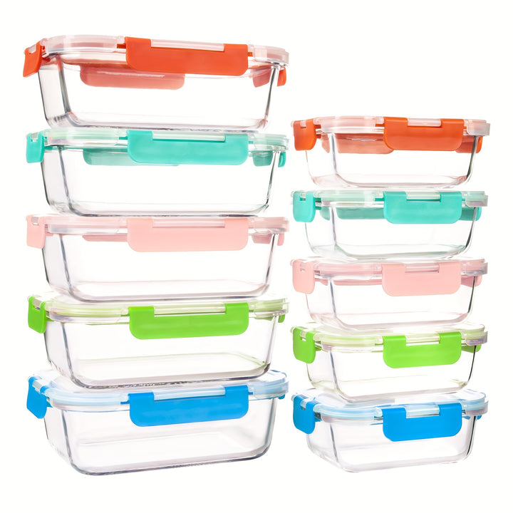 2/10pcs Glass Meal Prep Containers Set, Food Storage Containers with Airtight Lids, Glass Lunch Boxes for Home Kitchen Office Lunch