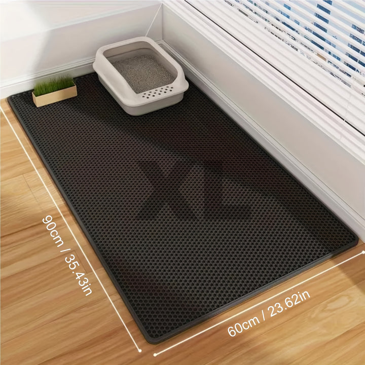 Extra-Large Double-Layer Cat Litter Mat Made of EVA Material, Designed to Prevent Splashes And Leaks, Keeping Litter Contained. It Is Non-Slip, Washable, Waterproof, Odor-Resistant, And Easy to Clean - Perfect for Litter Boxe