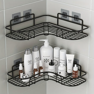 Étagère d'angle sans perçage murale 1 pièce - Rangement de salle de bain pour toilettes, shampoing, lotion et cosmétiques - Accessoires de salle de bain