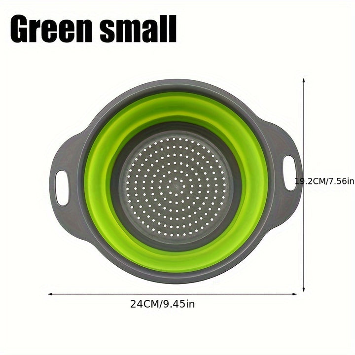 Silicone Kitchen Drain Basket Set - 1/2 Set, Collapsible, Round Funnel, 1 Large & 1 Small, Ideal for Draining Pasta, Veggies & Fruits