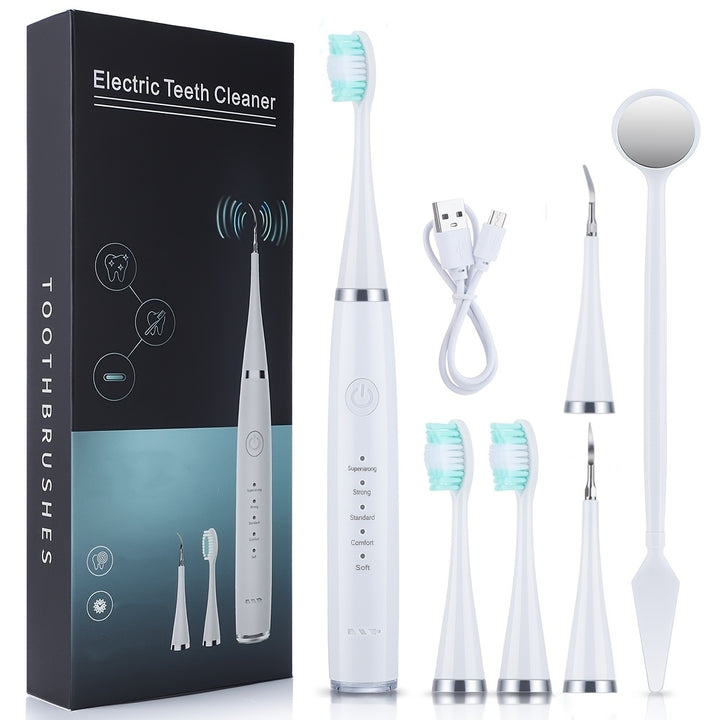 Six-In-One Electric Toothbrush Kit Designed for Portability, Featuring a Gentle Brush Head And a Teeth Scaling Beauty Tool. Effortless to Operate, It'S Tailored Just for You: Achieve Your Ideal Smile.