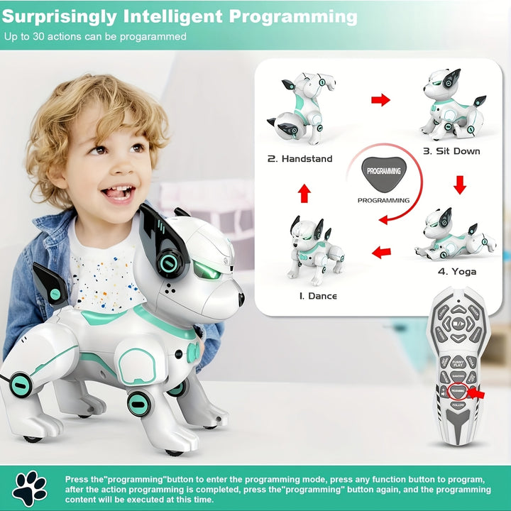 Cachorro Robô Inteligente, Cão Eletrônico de Acrobacias, Programação Inteligente de Diálogo, Brinquedos de Companhia, Robô de Inteligência Artificial para Jovens. Presente de Dia dos Namorados, Presente de Aniversário para Jovens.