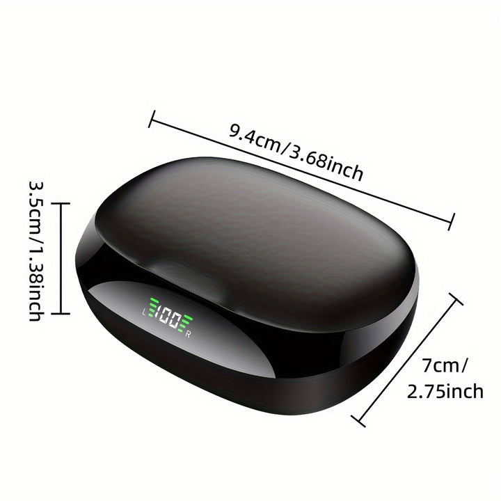 Dual-LED Display Wireless Running Earbuds with Earhooks, Noise Cancelling, Pure Bass Sound, and Built-in Microphone by LIFEBEE