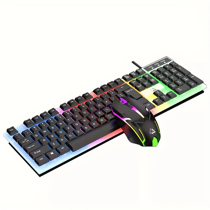 Combo de teclado y ratón RGB con 104 teclas, USB, con luces LED intensas, alfombrilla de ratón grande para PC, Mac, PS4, Xbox One.