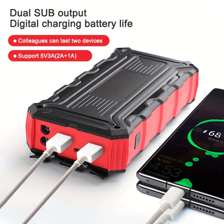 KOPUO Portable Power Supplies Professional Diesel Dual Start Car Starter With LCD Display 2 USB Interface, 1 Iype-c Interface For Emergency Power Supply, With Compass Three Mode LED Lights, Perfect Gift For Drivers