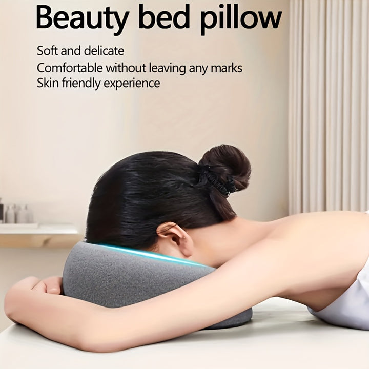 Modern U-Shaped Face Pillow for Spa & Salon Use - Soft Polyester Fabric, Cushion, Zipper Design, Machine Washable, All-Season Comfort, Grey, Massage Accessory | Sleek Spa Equipment | Zipper for Maintenance, Spa Accessories