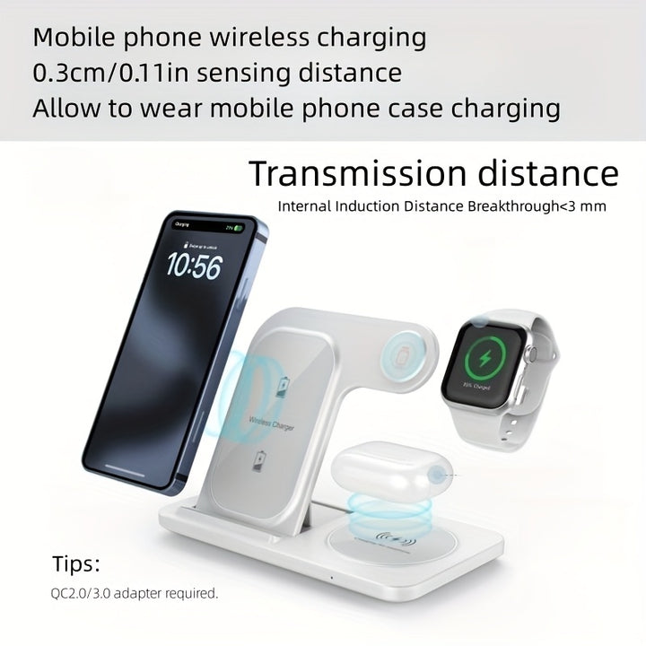 MINGMAI 3-in-1 Fast Wireless Charger Stand with USB Connector, Lightweight Design, Compatible with iPhone 14/13/12/11 Pro MINI MAX XS 8 Plus, Apple Watch Series 8/7/6/SE/5/4/3/2, AirPods 3/2/Pro - Ideal for Home & Office Use