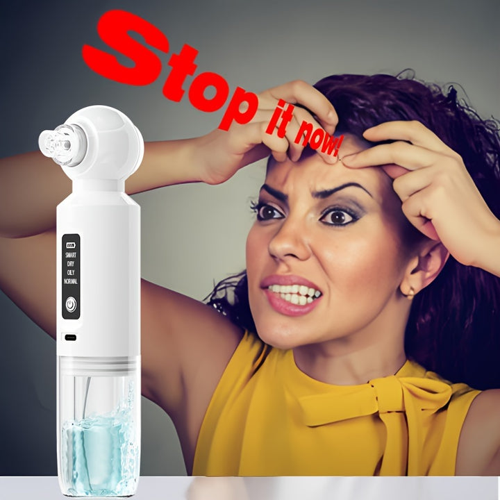 Nettoyeur de points noirs à 6 têtes, aspirateur électrique pour points noirs, nettoyage en profondeur de la peau par cycle d'eau, dispositif de beauté mini bulle rechargeable par USB