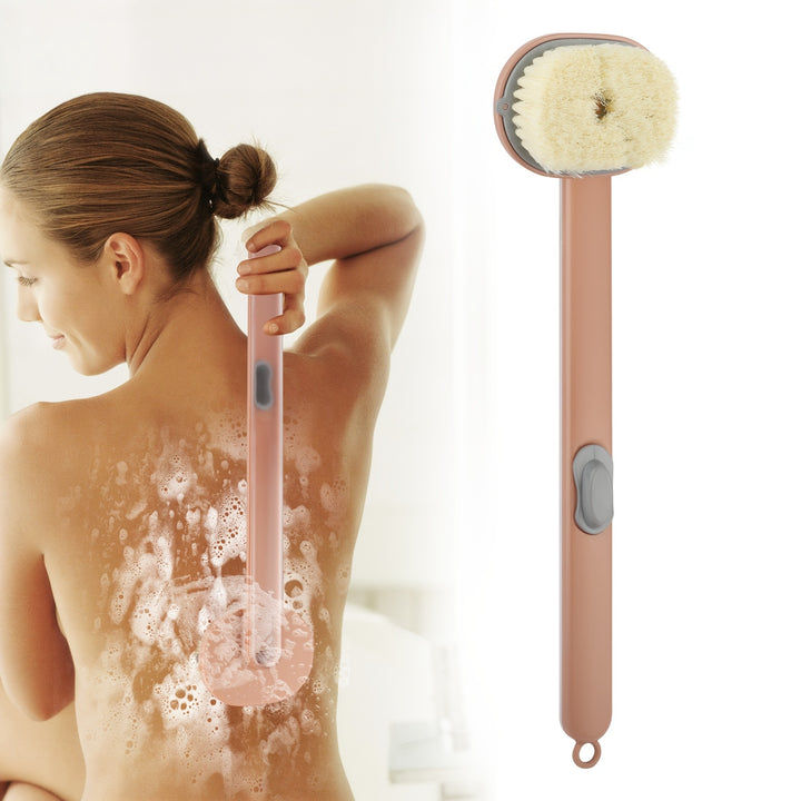 1pc Liquid Bath Brush, Long Handle Exfoliating Shower Back Scrubber, Detachable Brush Head, Built-in Body Wash Reservoir