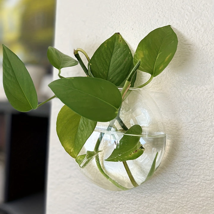 2pcs/ 4pcs/ 6pcs Wall Hanging Glass Terrariums Planter Oblate Flower Vase For Hydroponics Plants Gift, Home Office Living Room Decor